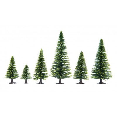 SPRUCE TREES - 10 PCS - 5-14cm HIGH - HO / TT SCALE - NOCH 26925